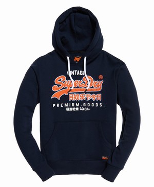 Superdry Premium Goods Outline Férfi Kapucnis Pulóver Sötétkék | GREON0216